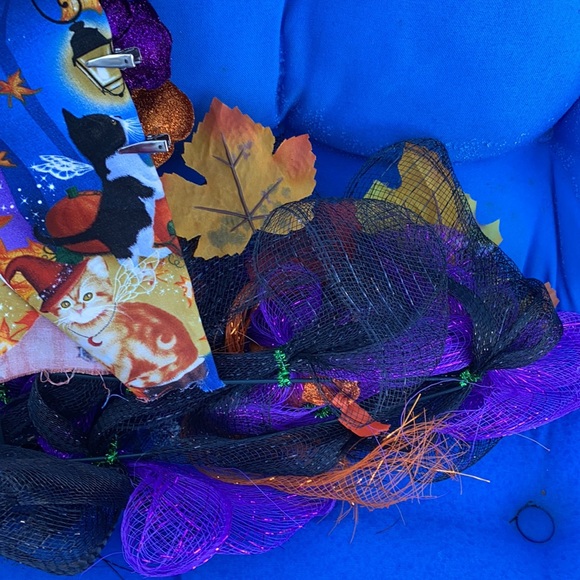 Custom By Me Halloween Witch Hat Wreath Cats Roses Brooms Autumn Leaves Spiders - Picture 11 of 15